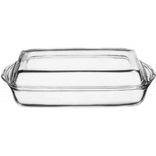 Paşabahçe 59009 1950 Cam Kapaklı Dikdörtgen Borcam Tencere 3,3 Litre Kapasite ile Fırın İçin