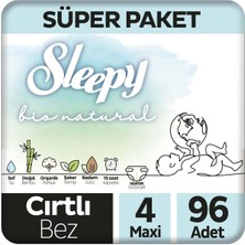 Sleepy Bio Natural Bebek Bezi 4lü Jumbo 4 Beden 7-16 kg Toplam 96 Adet