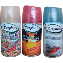 Tropicana Air Freshener Oda Kokusu Bubble Gum + Tropikal + Soft Otomatik Makina Yedek Parfüm Spreyi 260 ml x 3 Adet