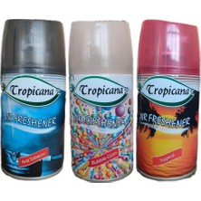 Tropicana Air Freshener Oda Kokusu Anti Tobacco + Bubble Gum + Tropikal  Otomatik Makina Yedek Parfüm Spreyi 260 ml x 3 Adet