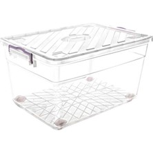 abnturk 1. Kalite Şeffaf Plastik Büyük Boy 55 Litre Tekerlekli Saklama Kabı 55X35CM Yükseklik:32