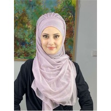 Butik Ambar Saray Model Açık Lila Simli Yan Drapeli Şal