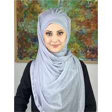 Butik Ambar Saray Model Gümüş Simli Yan Drapeli Şal