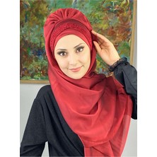 Butik Ambar Top Kapı Model Kırmızı Büzgülü Şal