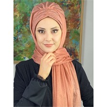 Butik Ambar Sultan Model Somon Simli Şifon Büzgülü Şal
