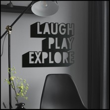 BCD Wood Decor Laugh Play Explore Dekoratif Metal Tablo