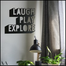 BCD Wood Decor Laugh Play Explore Dekoratif Metal Tablo