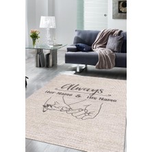 Homshtag Her Zaman Kişiye Özel Kişiselleştirilebilir Dokuma Tabanlı Yıkanabilir Dekoratif Ev Halısı