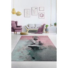 Homshtag Aşkın Ruhu Pembe Gri Renkli Halı Soyut Desenli Sevgiliye Hediyelik Halı Dekoratif Halı