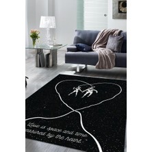 Homshtag Aşk Uzayı Siyah Beyaz Renkli Halı Aşk Temalı Modern Halı Sevgiliye Hediye Uzay Temalı Halı