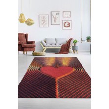 Homshtag Kalbin Ritmi Kırmızı Renkli Halı Geometrik Salon Halısı Aşk Temalı Oturma Odası Halısı