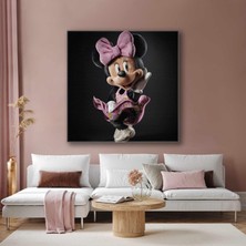 SML Tablo Mini Mouse Pembe Kostümlü Sevimli Karakter Lüks Ayakkabı Kanvas Tablo