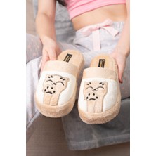 Slipcat Kadın Kedi Pati Baskılı Kışlık Ev Terliği