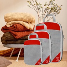 IENIN 1set Sıkıştırma Paketleme Küpleri Bagaj Organizatörü Genişletilebilir Alan Kırmızı 3pcs Seçenekleri Tasarrufu (Yurt Dışından)