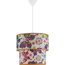 Şenay Aydınlatma Çocuk Odası İkili Silindir Kumaş Sarkıt-Turuncu Kelebek