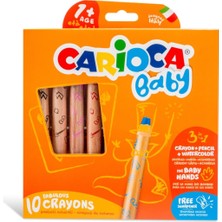 Carioca &quot;3 In 1&quot; Jumbo Bebek Ahşap Gövdeli Boya Kalemi 10'lu (Kalemtıraş Hediyeli)