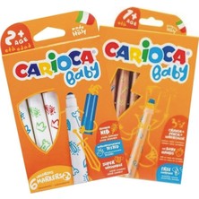 Carioca Jumbo Keçeli+Ahşap Gövdeli Kuru Boya 2 Li Set