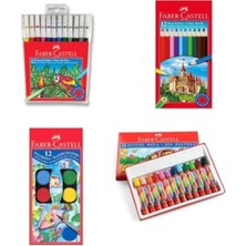 EKS Ticaret Faber Castell 4'li Boya Seti (Kuru Boya+Sulu Boya+Pastel Boya+Keçeli Kalem) Faber Castell 4'li
