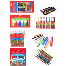 EKS Ticaret Faber Castell Okul Seti 3 - Kuruboya Suluboya Keçeli Kalem Paste Boya ( 12 Renk ) B.s Kuru-Sulu-Keç