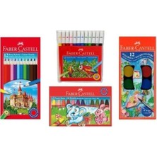 EKS Ticaret Faber Castell Orta Okul Seti - 12 Li Sulu Boya -12 Li Kuru Boya- 12 Li Pastel By - 12 Li Keçeli Klm