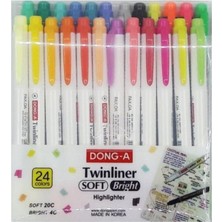 Dong-a Dong A Donga Twinliner Soft Bright 24 Renk Çift Taraflı Fosforlu Kalem