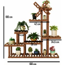 Alan Dekor Eskitme Saksı Çiçeklik Saksılık Ahşap Çok Katlı Dekoratif Saksı Standı