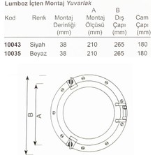 Goldsea Marin Tekne Lumboz Içten Montaj Abs Plastik Ø26,5cm Beyaz