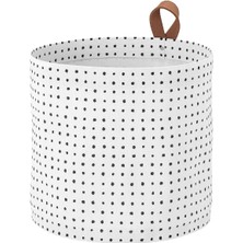IKEA Plumsa Çamaşır Sepeti Beyaz Siyah 11 Litre 28 cm