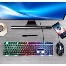 Gaming Oyuncu Klavye Mouse Set, LED Işıklı Kablolu Oyuncu Klavyesi