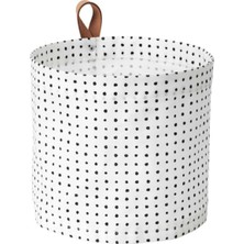IKEA Plumsa Çamaşır Sepeti 11 Litre Beyaz Siyah