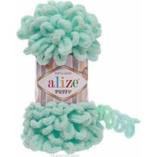 Alize ( 5 Adet ) Puffy 19 Su Yeşili El Örgü Iplikleri Panduf Battaniye Ipi Atkı Hırka Paspas Ipliği