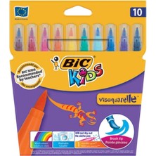 Bic Visa 3270220001553 Fırça Uçlu Keçeli Boya Kalemi 10'lu Kutu Renkli ve Yıkanabilir Özellikte