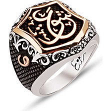 Amberkan Gümüş Arapça Aşk Yazılı Yanları Vav Işlemeli Yüzük
