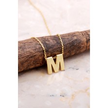 Sümer Telkari M Harfi Altın Kaplama Gümüş Kolye 7879