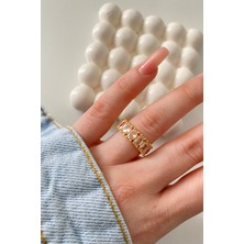 Ressia Oval Zirkon Taşlı Ayarlanabilir Çelik Yüzük