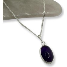 Ayla Gallery Jewelry 925 Ayar Gümüş Ametist Doğaltaş Kolye