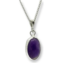 Ayla Gallery Jewelry 925 Ayar Gümüş Ametist Doğaltaş Kolye