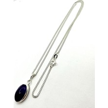 Ayla Gallery Jewelry 925 Ayar Gümüş Ametist Doğaltaş Kolye
