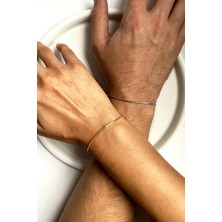 Vioma Aksesuar Çift Unisex Minimal Zincir Bileklikler(Gold-Gümüş)