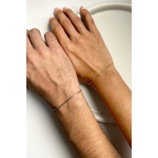 Vioma Aksesuar Çift Unisex Minimal Zincir Bileklikler(Gold-Gümüş)