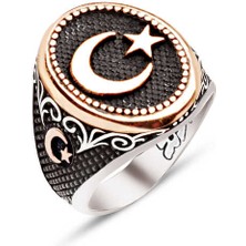 Amberkan Gümüş Türk Bayrağı Ay Yıldız Temalı Yüzük