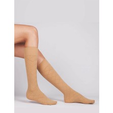 Secret Moda Desenli 80 Denye Ten Fidelya Dizaltı Çorap