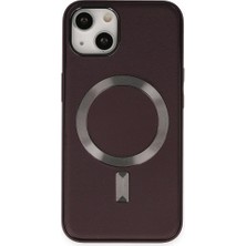 Gritty iPhone 14 Plus Uyumlu Coco Deri Magneticsafe Silikon Telefon Kılıfı