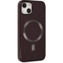 Gritty iPhone 14 Plus Uyumlu Coco Deri Magneticsafe Silikon Telefon Kılıfı