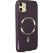 Gritty iPhone 11 Uyumlu Coco Deri Magneticsafe Silikon Telefon Kılıfı