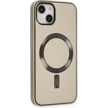 Gritty iPhone 14 Plus Uyumlu Coco Deri Magneticsafe Silikon Telefon Kılıfı