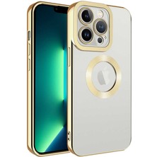 CoverZone iPhone 12 Pro Max ile Uyumlu Kılıf Kamera Korumalı Logo Gösteren Colored Z-Omega Kapak Gold