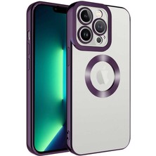 CoverZone iPhone 13 Pro ile Uyumlu Kılıf Kamera Korumalı Logo Gösteren Colored Z-Omega Kapak Derin Mor