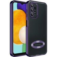 CoverZone Galaxy A23 ile Uyumlu Kılıf Kamera Korumalı Logo Gösteren Colored Z-Omega Derin Mor