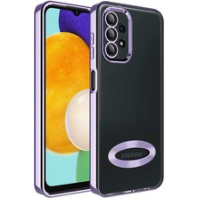 CoverZone Galaxy A23 ile Uyumlu Kılıf Kamera Korumalı Logo Gösteren Colored Z-Omega Lila